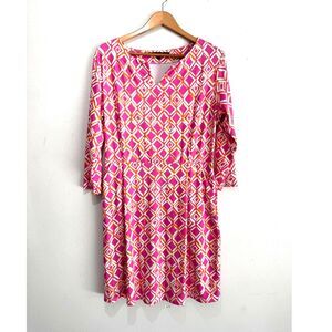 Barbara Erickson midi dress summer comfort casual vacation resort pink women XL